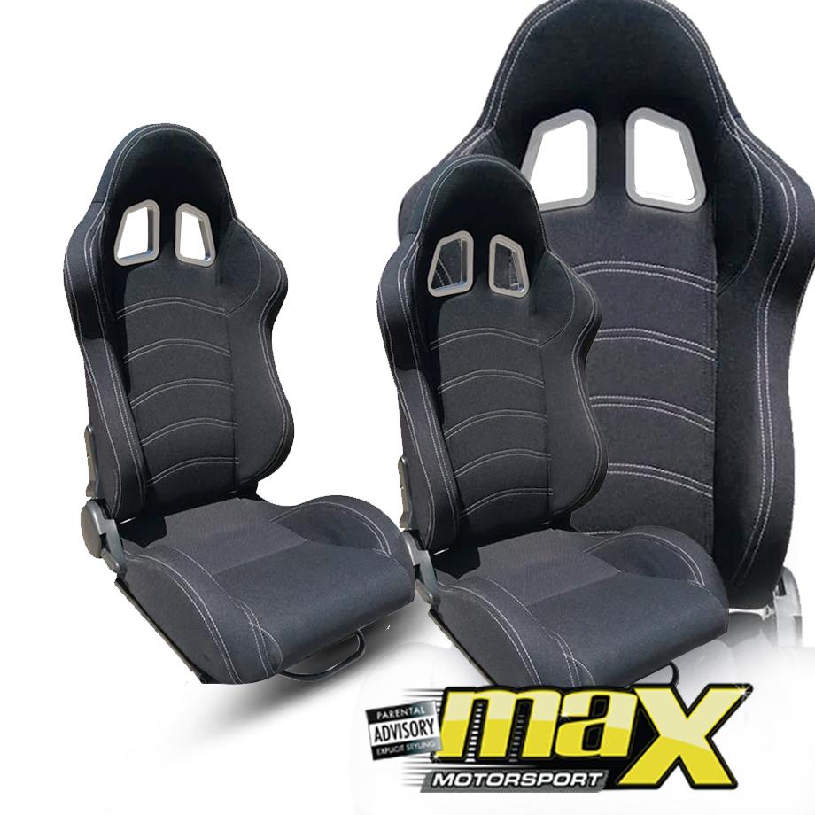 Reclinable Racing Seats Black Cloth (Pair) maxmotorsports