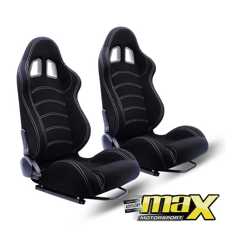 Reclinable Racing Seats Black Cloth (Pair) maxmotorsports