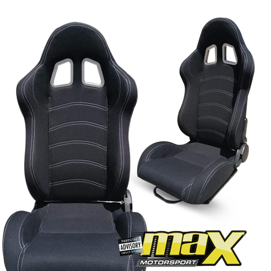 Reclinable Racing Seats Black Cloth (Pair) maxmotorsports