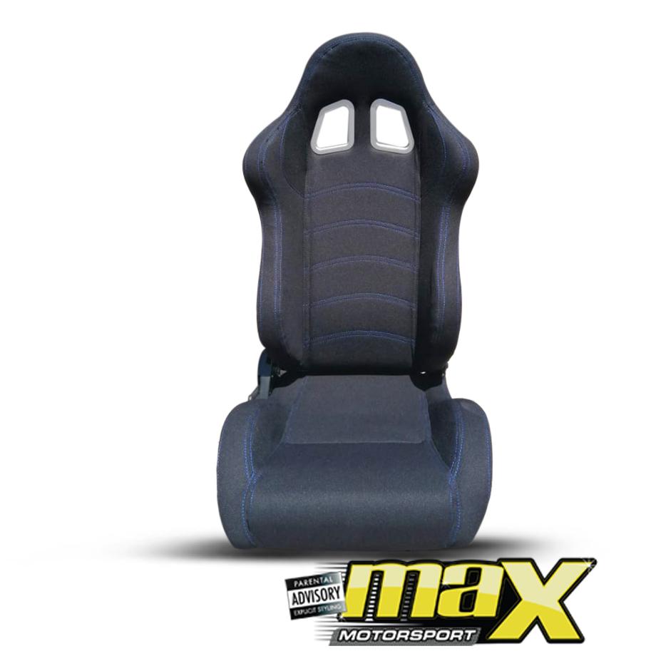 Pair Of Gray Cloth Reclining Racing Seats – Fits Chevrolet, With Sliders