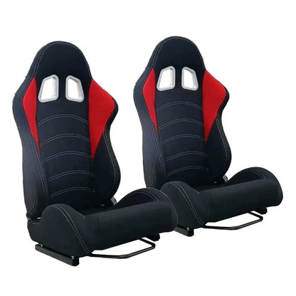 Reclinable Racing Seats Black Cloth (Pair) maxmotorsports