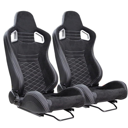 Reclinable Racing Seats Leather Alcantara Finished (Pair) Max Motorsport