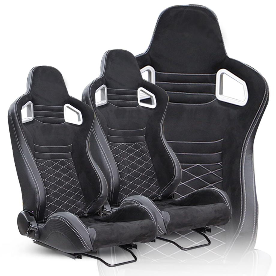 Reclinable Racing Seats Leather Alcantara Finished (Pair) Max Motorsport