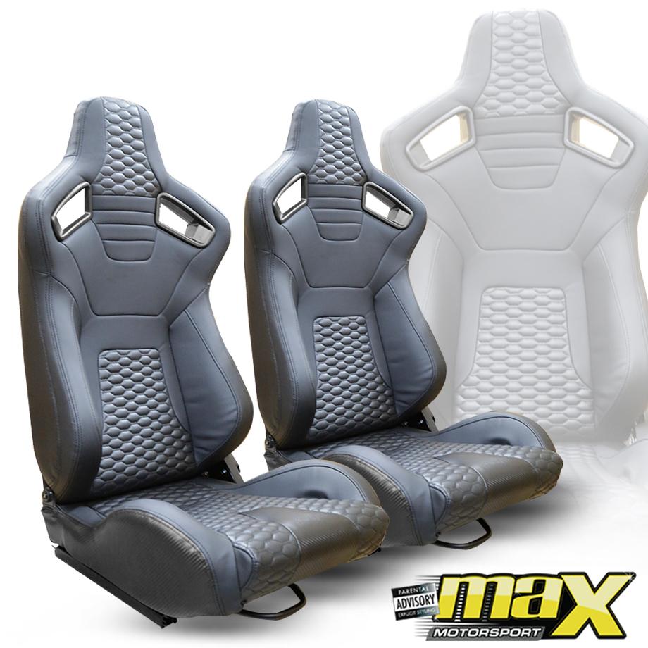 Reclinable Racing Seats PVC + Carbon Look (Pair) maxmotorsports