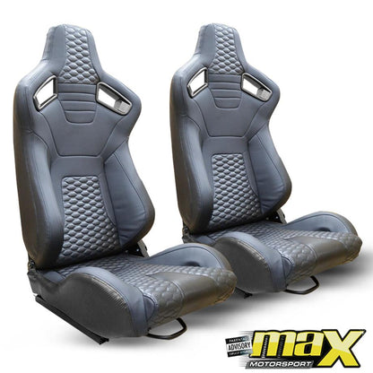 Reclinable Racing Seats PVC + Carbon Look (Pair) maxmotorsports