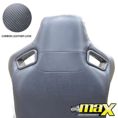 Reclinable Racing Seats PVC + Carbon Look (Pair) maxmotorsports