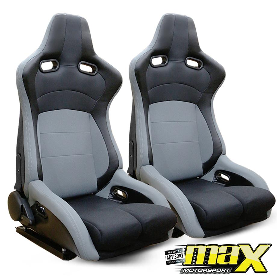 Reclinable Racing Seats PVC + Cloth (Pair) Max Motorsport