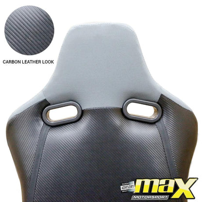 Reclinable Racing Seats PVC + Cloth (Pair) Max Motorsport