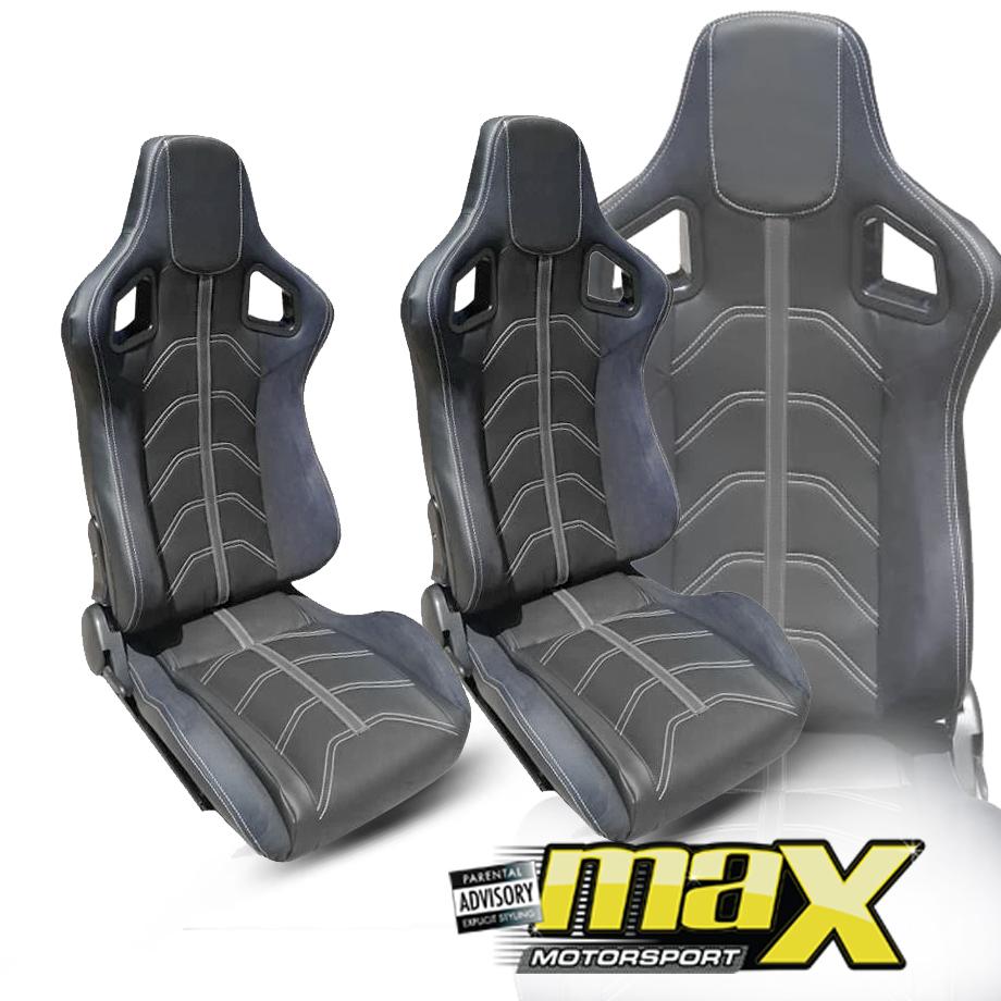 Reclinable Racing Seats PVC + Suede (Pair) maxmotorsports