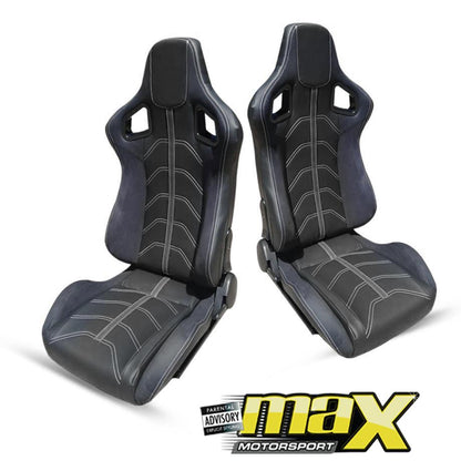 Reclinable Racing Seats PVC + Suede (Pair) maxmotorsports