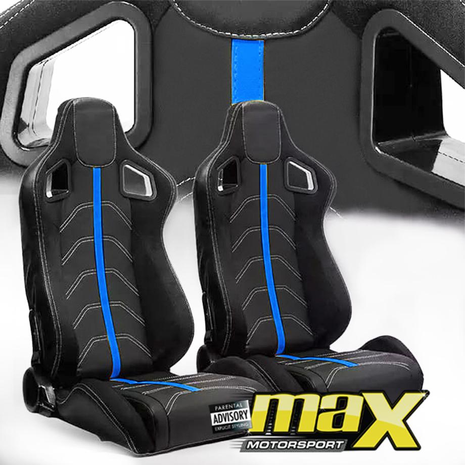 Reclinable Racing Seats PVC + Suede (Pair) maxmotorsports