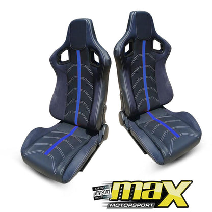 Reclinable Racing Seats PVC + Suede (Pair) maxmotorsports