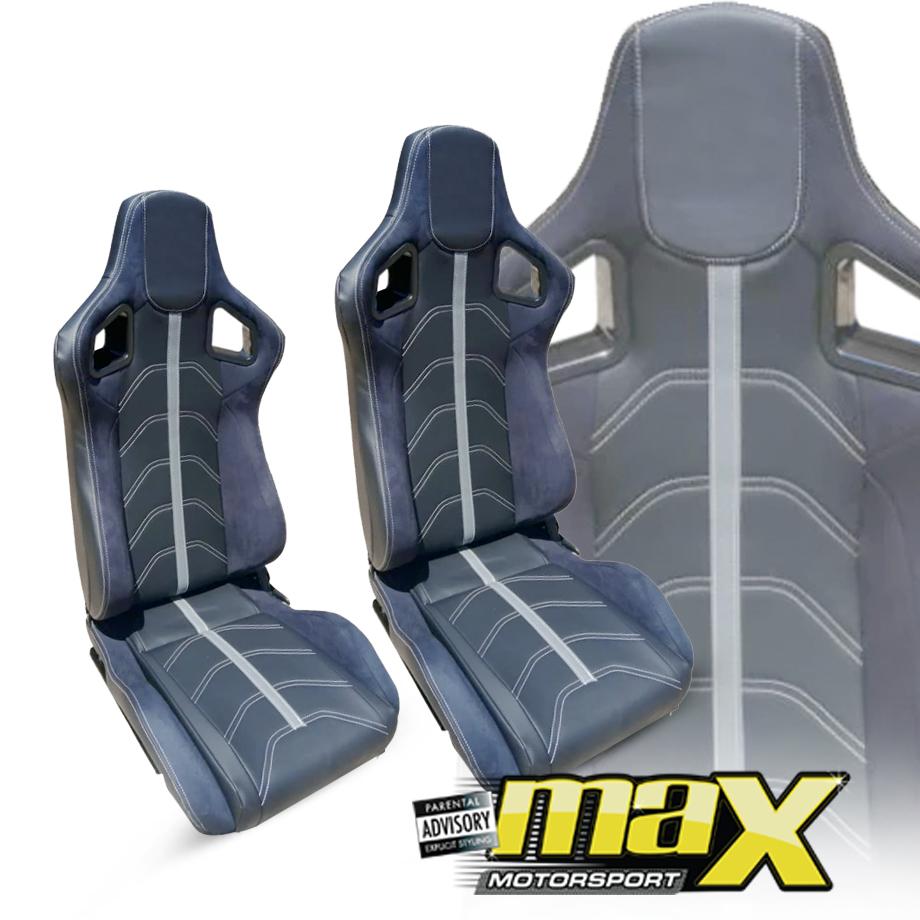 Reclinable Racing Seats PVC + Suede (Pair) maxmotorsports