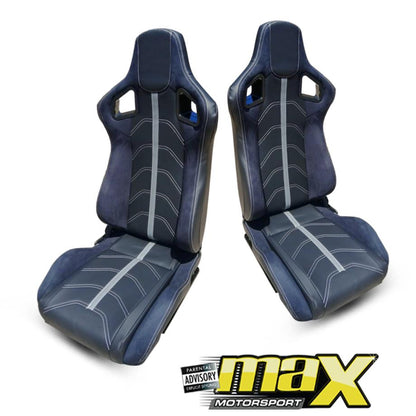 Reclinable Racing Seats PVC + Suede (Pair) maxmotorsports