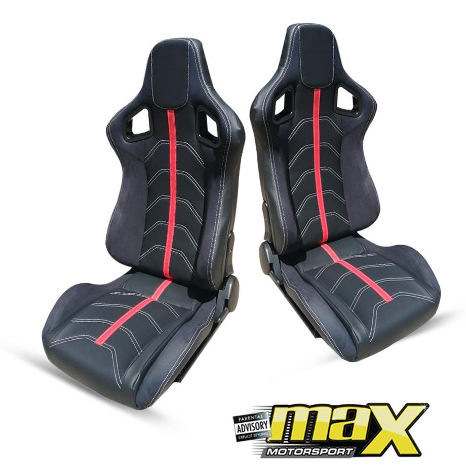 Reclinable Racing Seats PVC + Suede (Pair) maxmotorsports