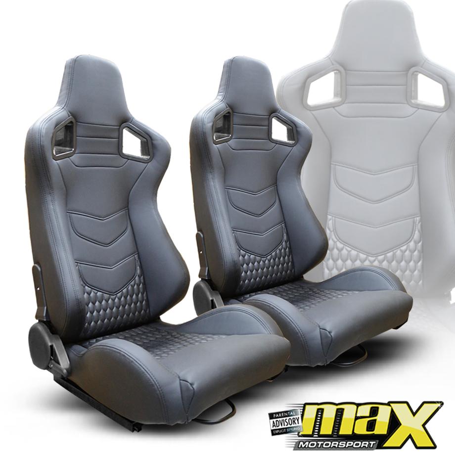 Reclinable Racing Seats PVC (Pair) Max Motorsport