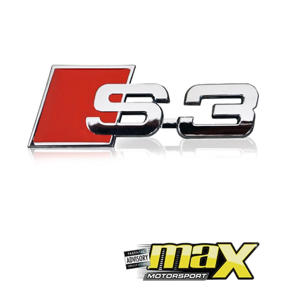 S3 RED & CHROME BADGE (1PC) maxmotorsports