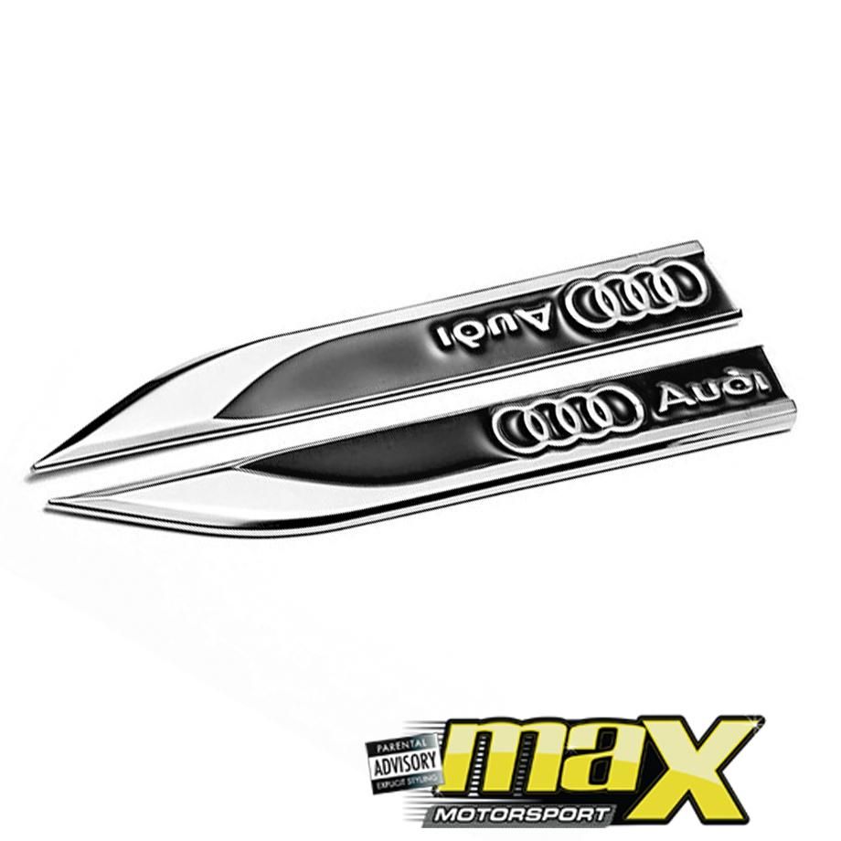 Side Fender Logo Badges - Audi (Black & Chrome) maxmotorsports