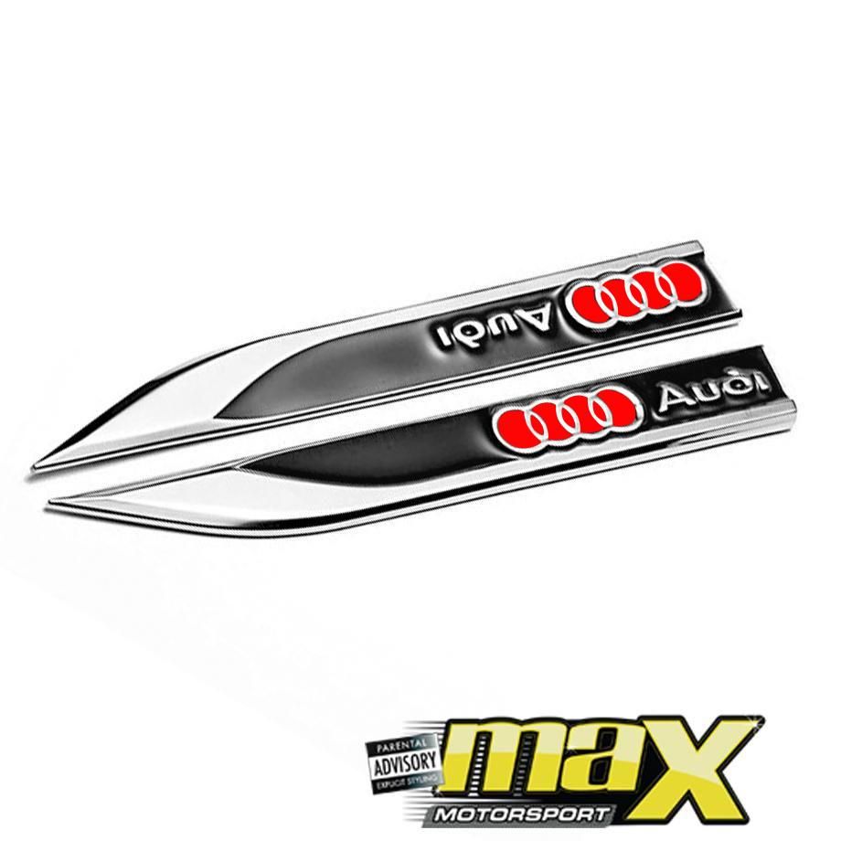 Side Fender Logo Badges - Audi (Black & Red) maxmotorsports