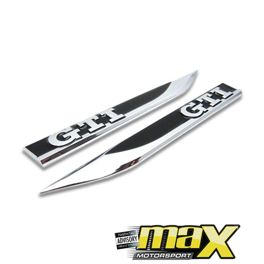 Side Fender Logo Badges - GTI (Black & Chrome) maxmotorsports