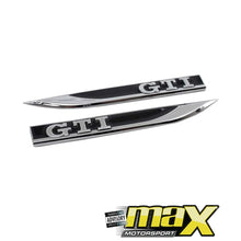 Load image into Gallery viewer, Side Fender Logo Badges - GTI (Black &amp; Chrome) maxmotorsports
