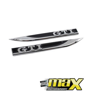 Side Fender Logo Badges - GTI (Black & Chrome) maxmotorsports