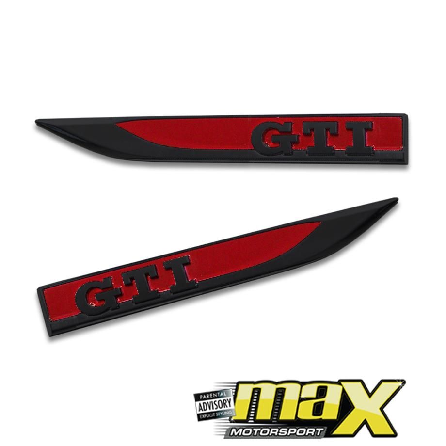 Side Fender Logo Badges - GTI (Red & Black) maxmotorsports