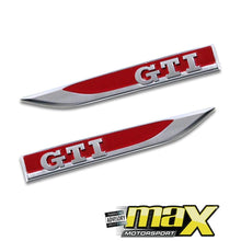 Load image into Gallery viewer, Side Fender Logo Badges - GTI (Red &amp; Chrome) maxmotorsports
