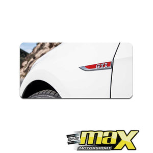 Side Fender Logo Badges - GTI (Red & Chrome) maxmotorsports