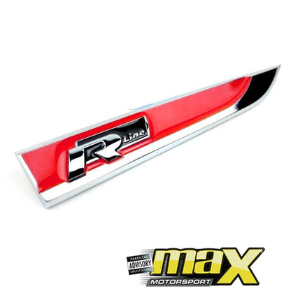 Side Fender Logo Badges - R-Line (Red & Chrome) maxmotorsports