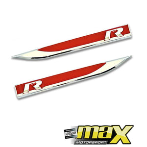 Side Fender Logo Badges - R (Red & Chrome) maxmotorsports