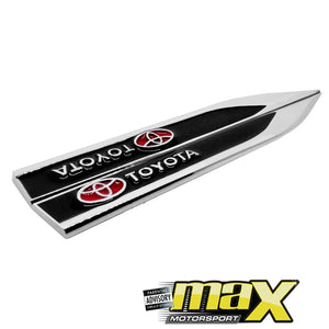 Side Fender Logo Badges - Toyota (Black & Chrome) maxmotorsports