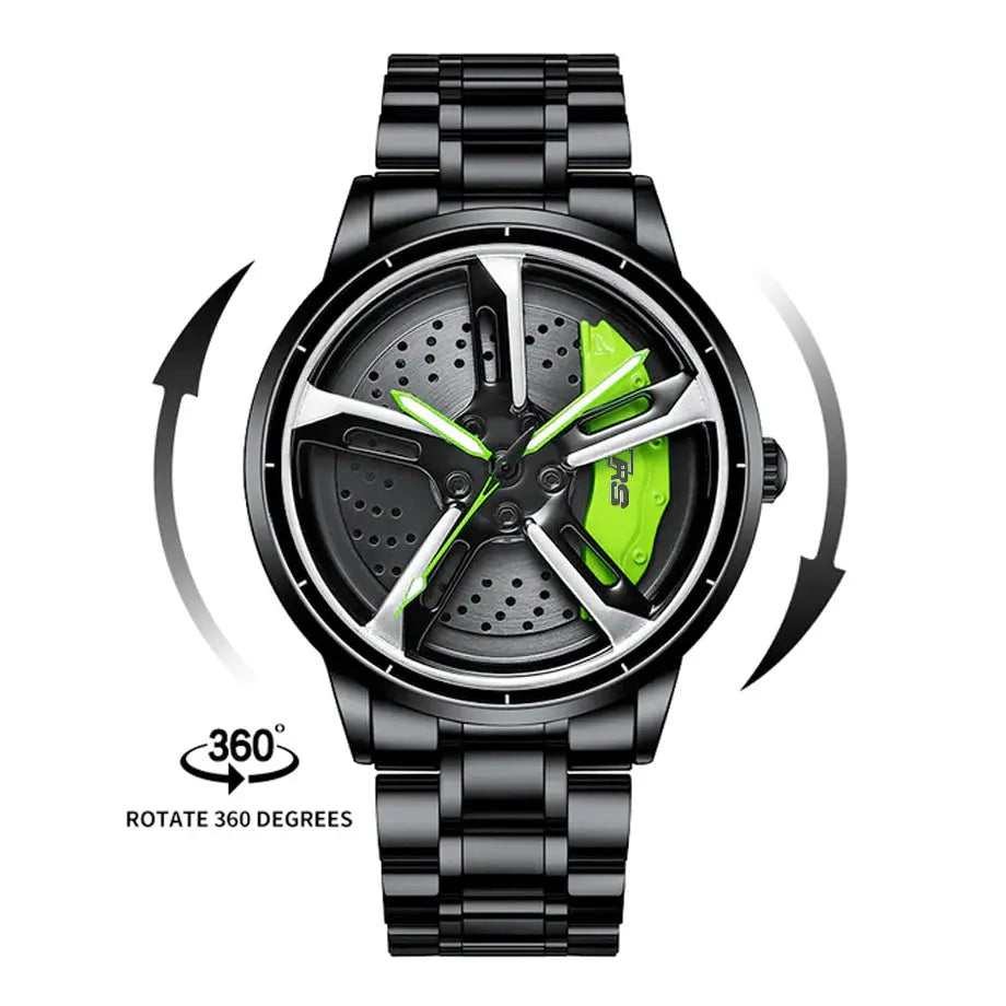 Sports Car Rim Wheel Watch - Audi RS7 Spinning Face Max Motorsport