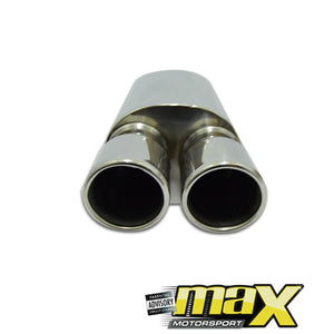 Stainless Steel Bullet Back Box With Double Round Tail Piece maxmotorsports