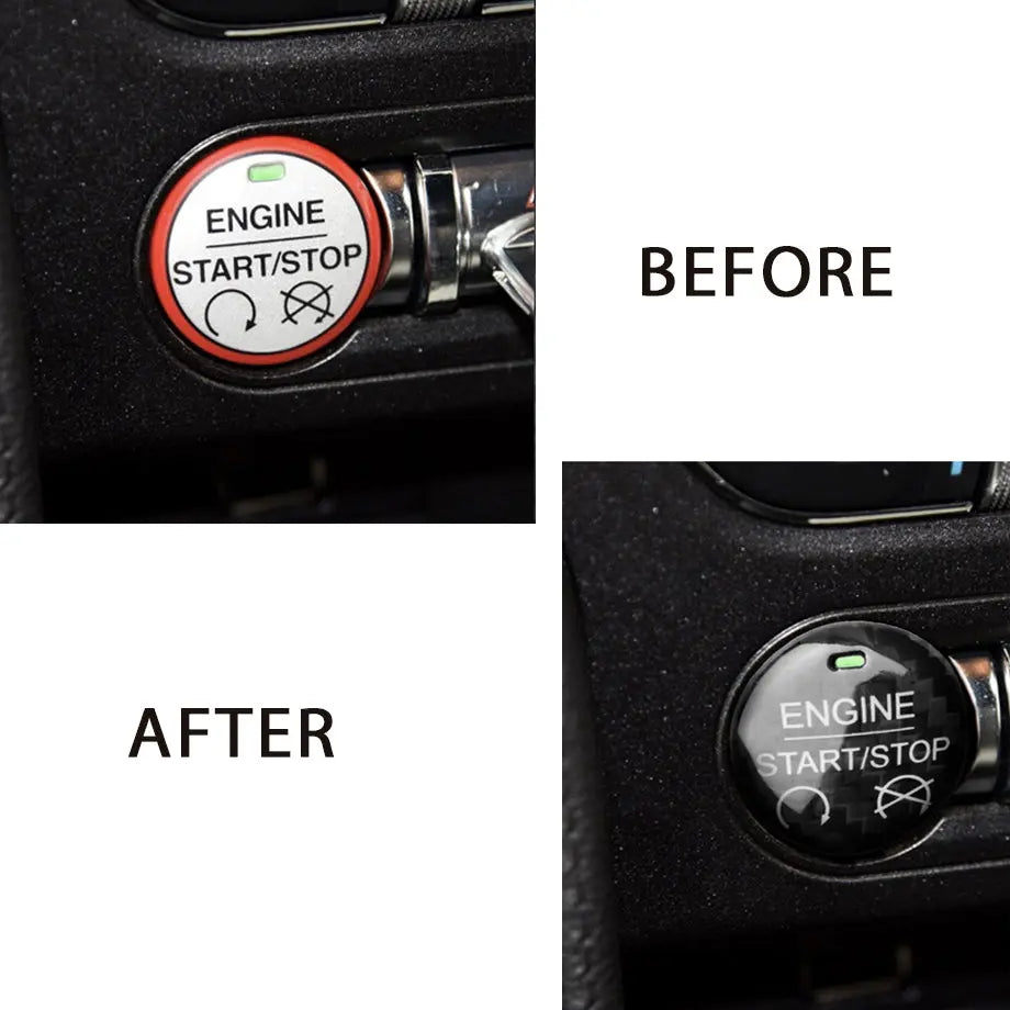 Suitable To Fit - Mustang Carbon Fibre Start Engine Button Sticker Max Motorsport
