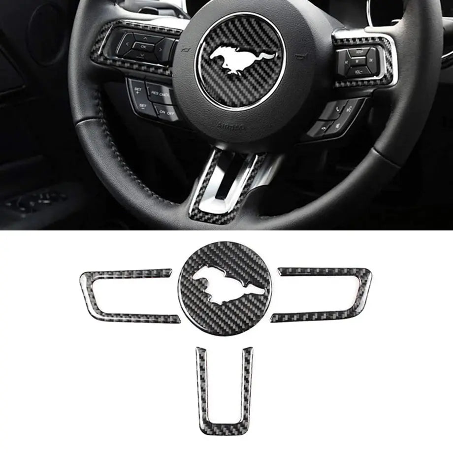 Suitable To Fit - Mustang Carbon Look Steering Wheel Inserts Max Motorsport