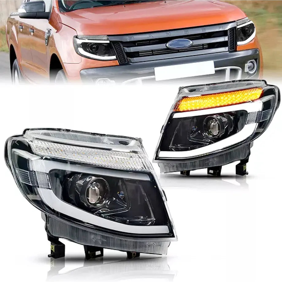 Suitable To Fit - Ranger T6 (12-15) DRL LED Projector Upgrade Headlights Max Motorsport