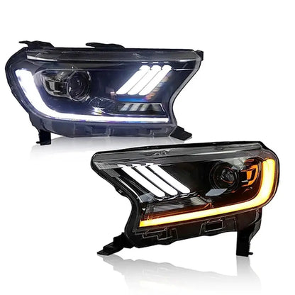 Suitable To Fit - Ranger T7 / T8 Mustang Style DRL LED Projector Headlight (16-22) Max Motorsport