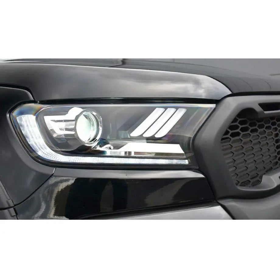 Suitable To Fit - Ranger T7 / T8 Mustang Style DRL LED Projector Headlight (16-On) maxmotorsports