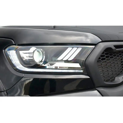 Suitable To Fit - Ranger T7 / T8 Mustang Style DRL LED Projector Headlight (16-On) maxmotorsports