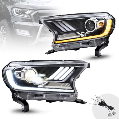 Suitable To Fit - Ranger T7 / T8 Mustang Style DRL LED Projector Headlight (16-On) maxmotorsports