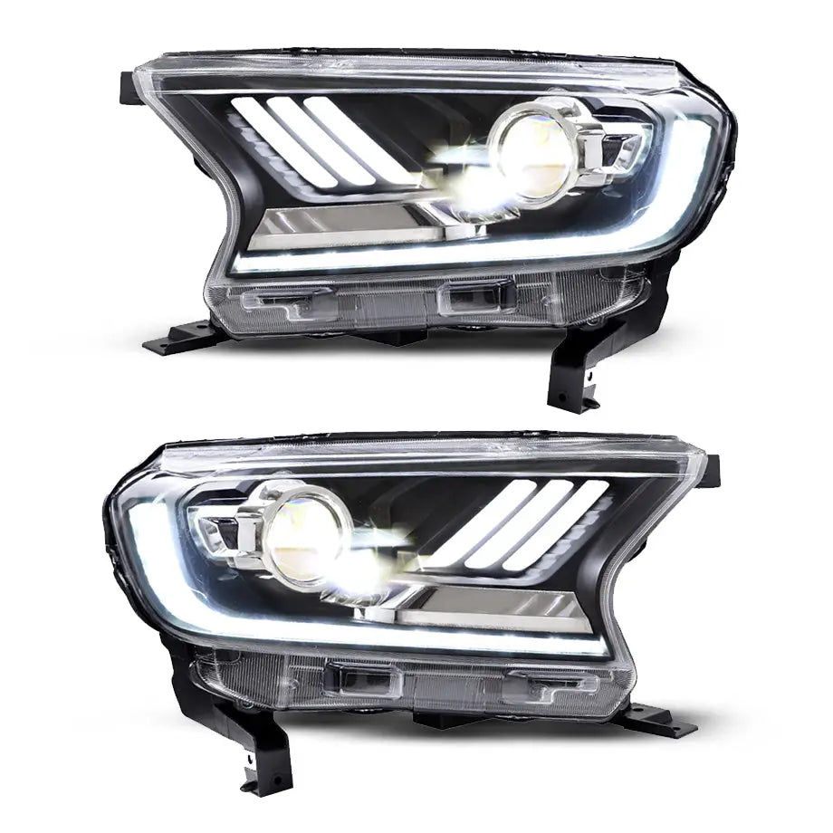 Suitable To Fit - Ranger T7 / T8 Mustang Style DRL LED Projector Headlight (16-On) maxmotorsports