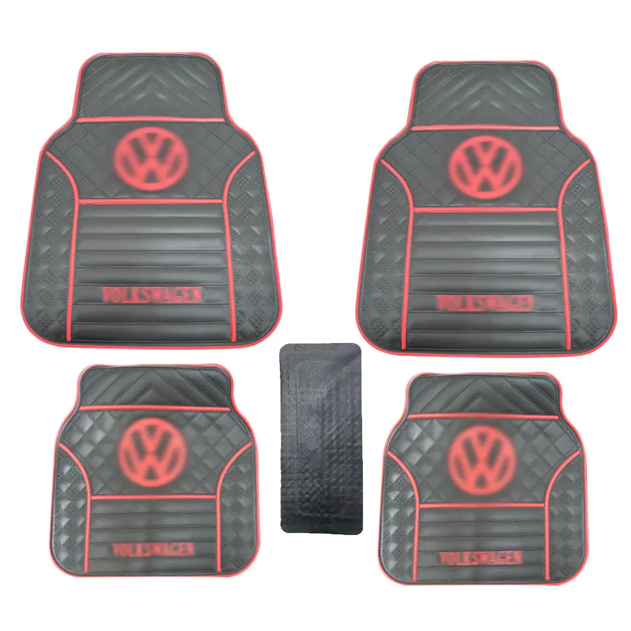 Suitable To Fit - VW 5-Piece Rubber Car Mats (Red) maxmotorsports