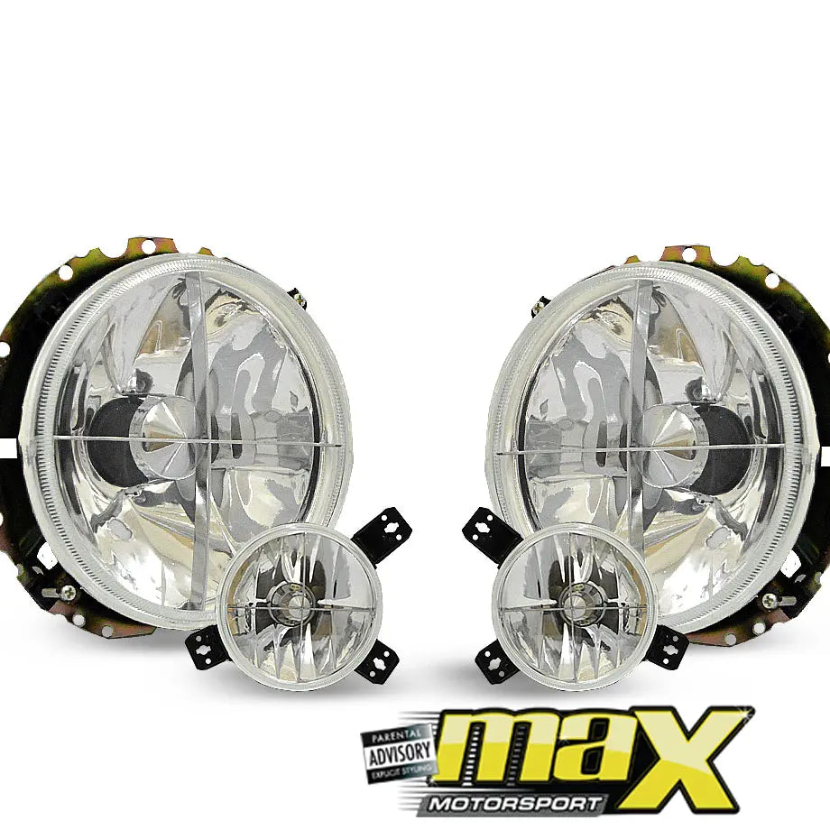Suitable To Fit - VW Golf 1 Crystal Cross Headlights (Inner & Outters) maxmotorsports