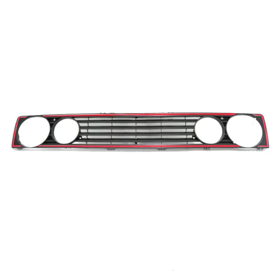 Suitable To Fit - VW Golf 1 Double Headlight De-badge Grille With Red Trim maxmotorsports