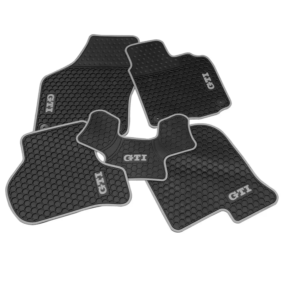 Suitable To Fit - VW Golf 5/6 Grey GTI Custom Rubber Car Mats (5-Piece) maxmotorsports