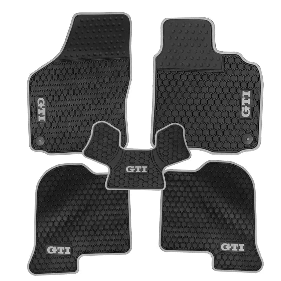 Suitable To Fit - VW Golf 5/6 Grey GTI Custom Rubber Car Mats (5-Piece) maxmotorsports