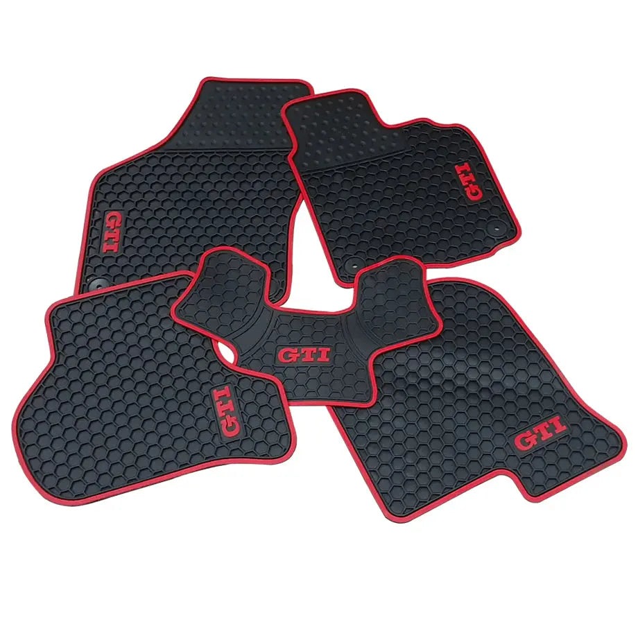 Suitable To Fit - VW Golf 5/6 Red GTI Custom Rubber Car Mats (5-Piece) maxmotorsports