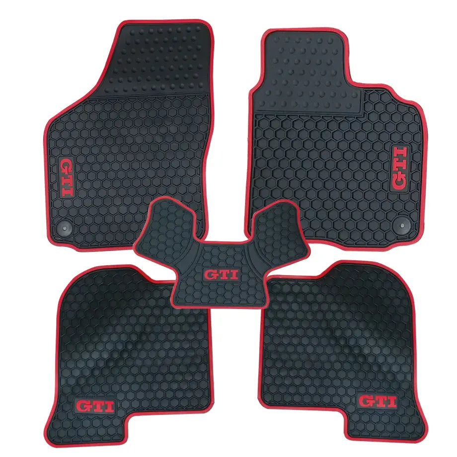 Suitable To Fit - VW Golf 5/6 Red GTI Custom Rubber Car Mats (5-Piece) maxmotorsports