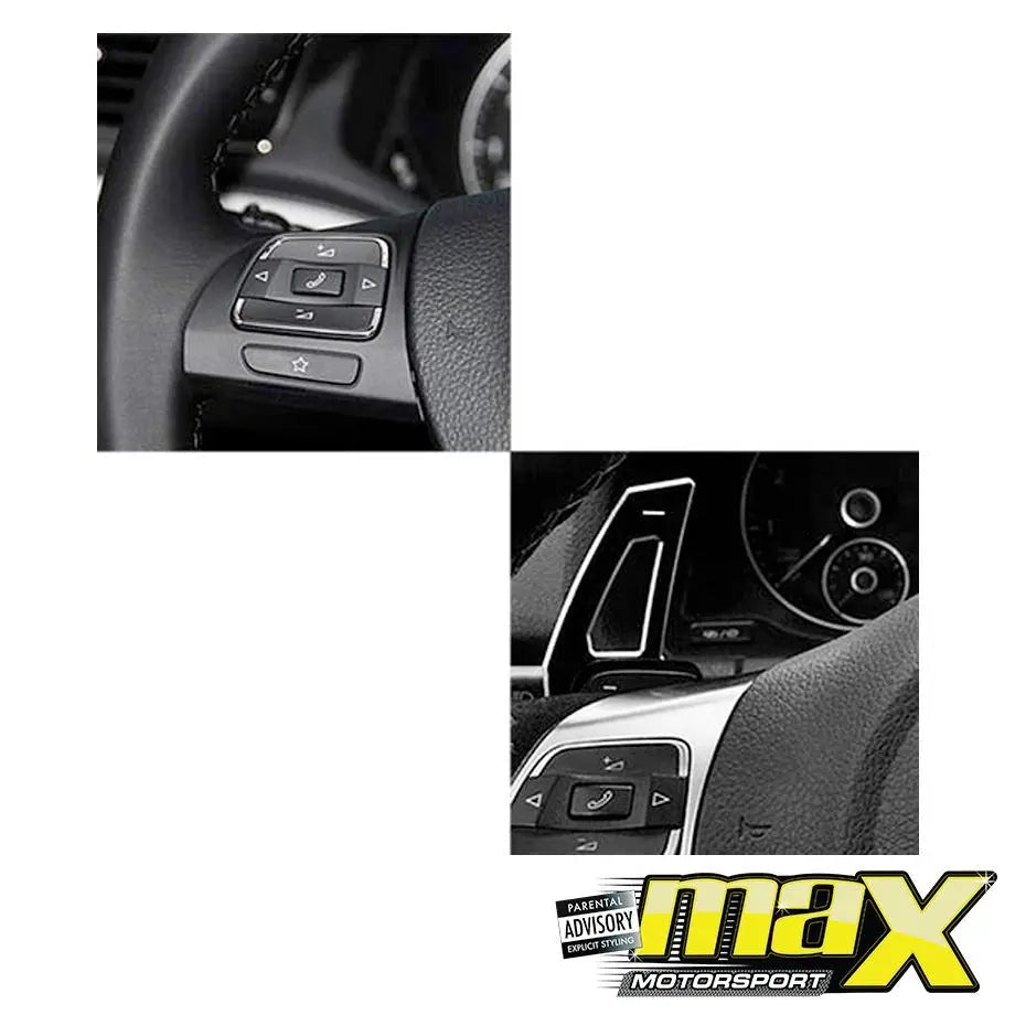 Suitable To Fit - VW Golf 6 Brush Aluminium Black Paddle Shift Extensions maxmotorsports